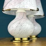 Mushroom table lamps in Murano glass, Italy, 1970s, set of 2