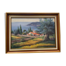 Landscape hamlet sea view - oil or acrylic on canvas , signed Ramsey