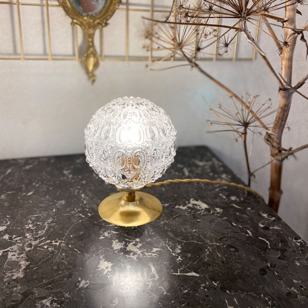 Globe lamp "godrons" in glass