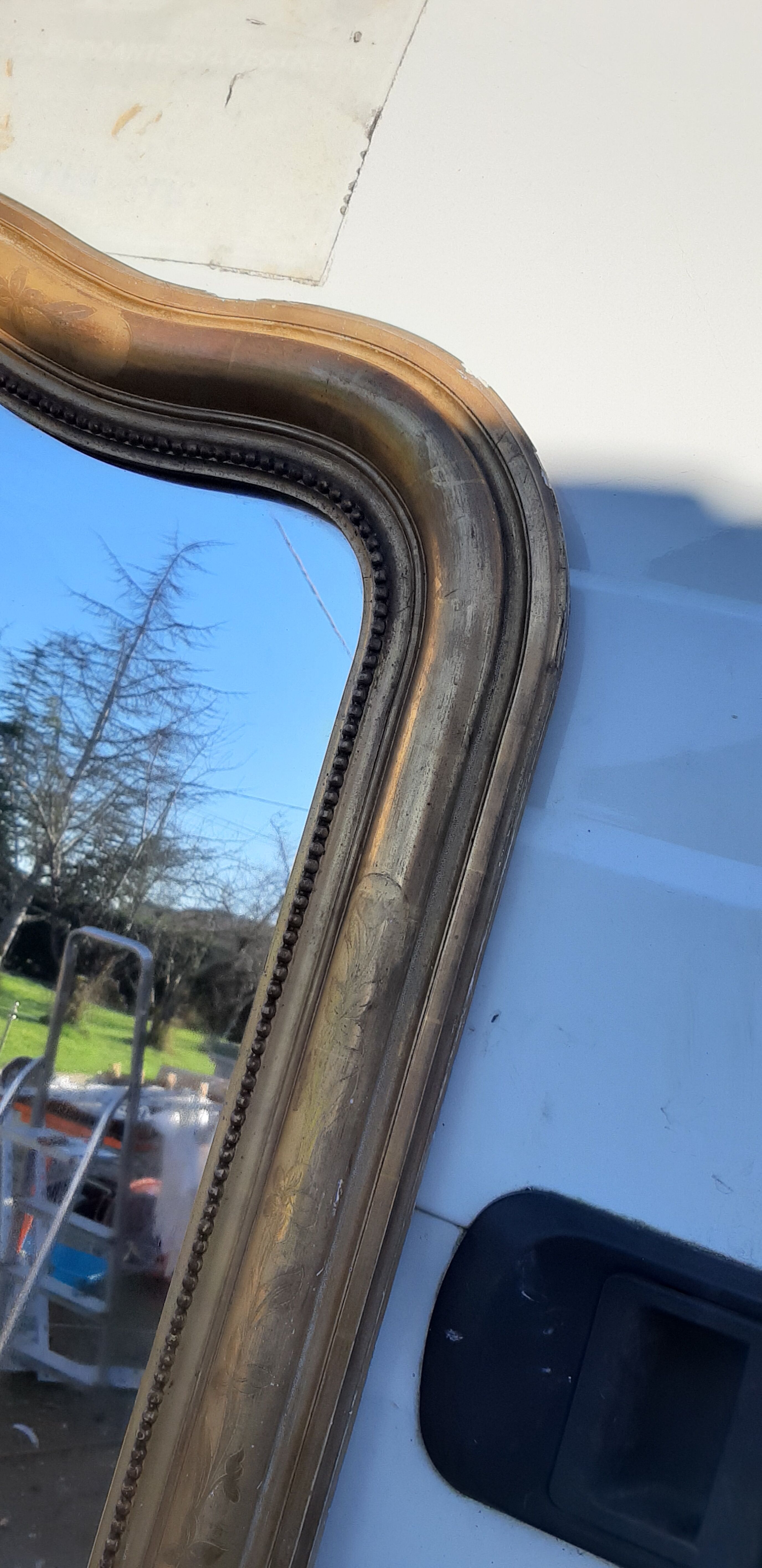 Mirror 19th , Wood and gilded stuk