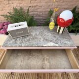 Pink wood and marble chest of drawers, 1950s