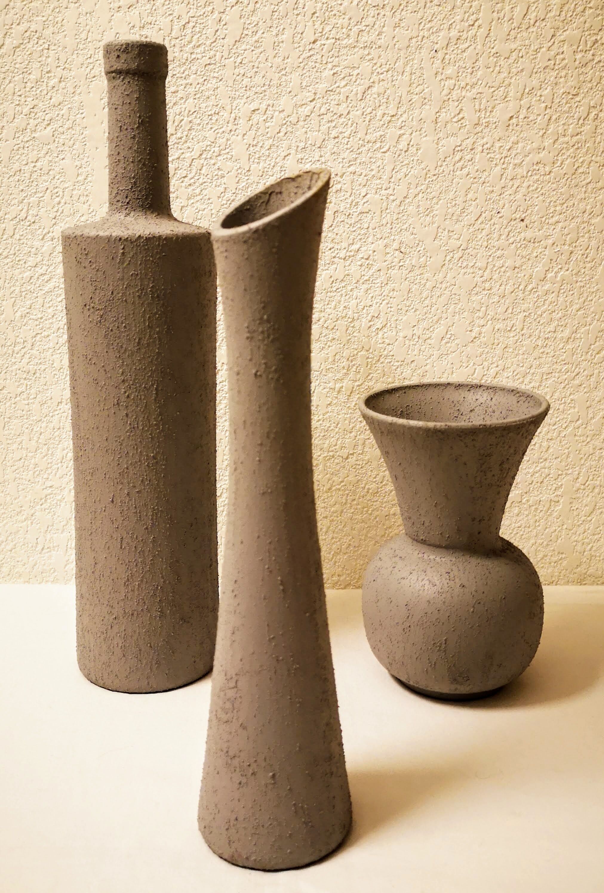 Lot vases glass cemented appearance