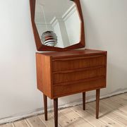 Danish vintage set of chest of drawers and mirror, teak, 1960s