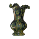 Blue and yellow marbled muddled-edge vase