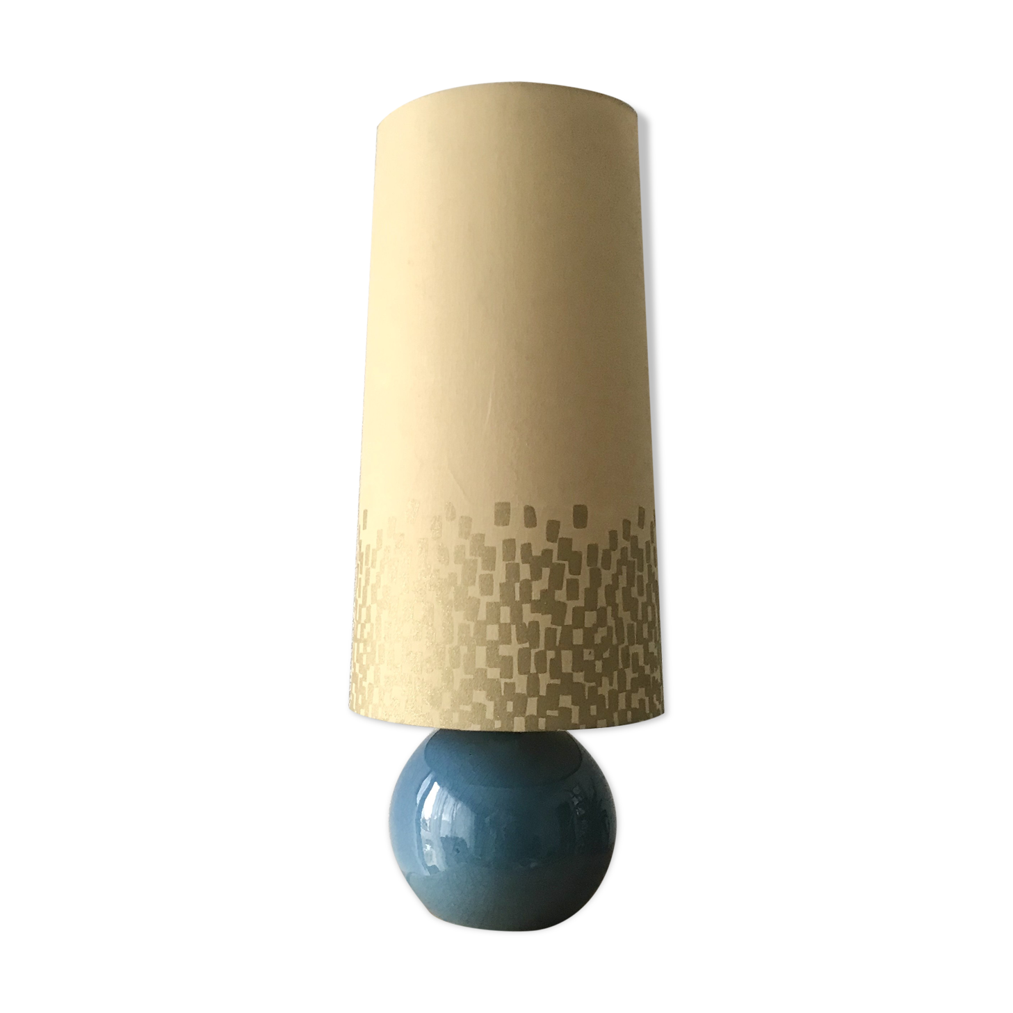 Blue enamelled sandstone ball lamp
