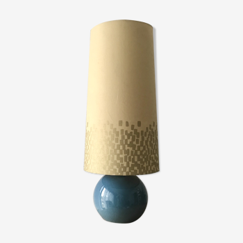 Lampe boule grès émaillé bleu