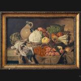 <Still life with pigeons>,painter of the 19th century
