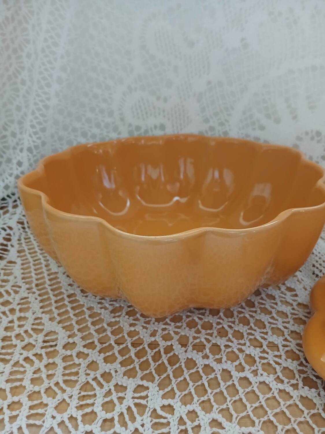 Antique pumpkin slip tureen
