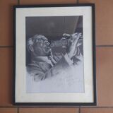 Drawing by Gérard Moreau signed by Sidney Bechet