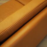 Orange leather sofa, Danish design, 1970s, production: Denmark