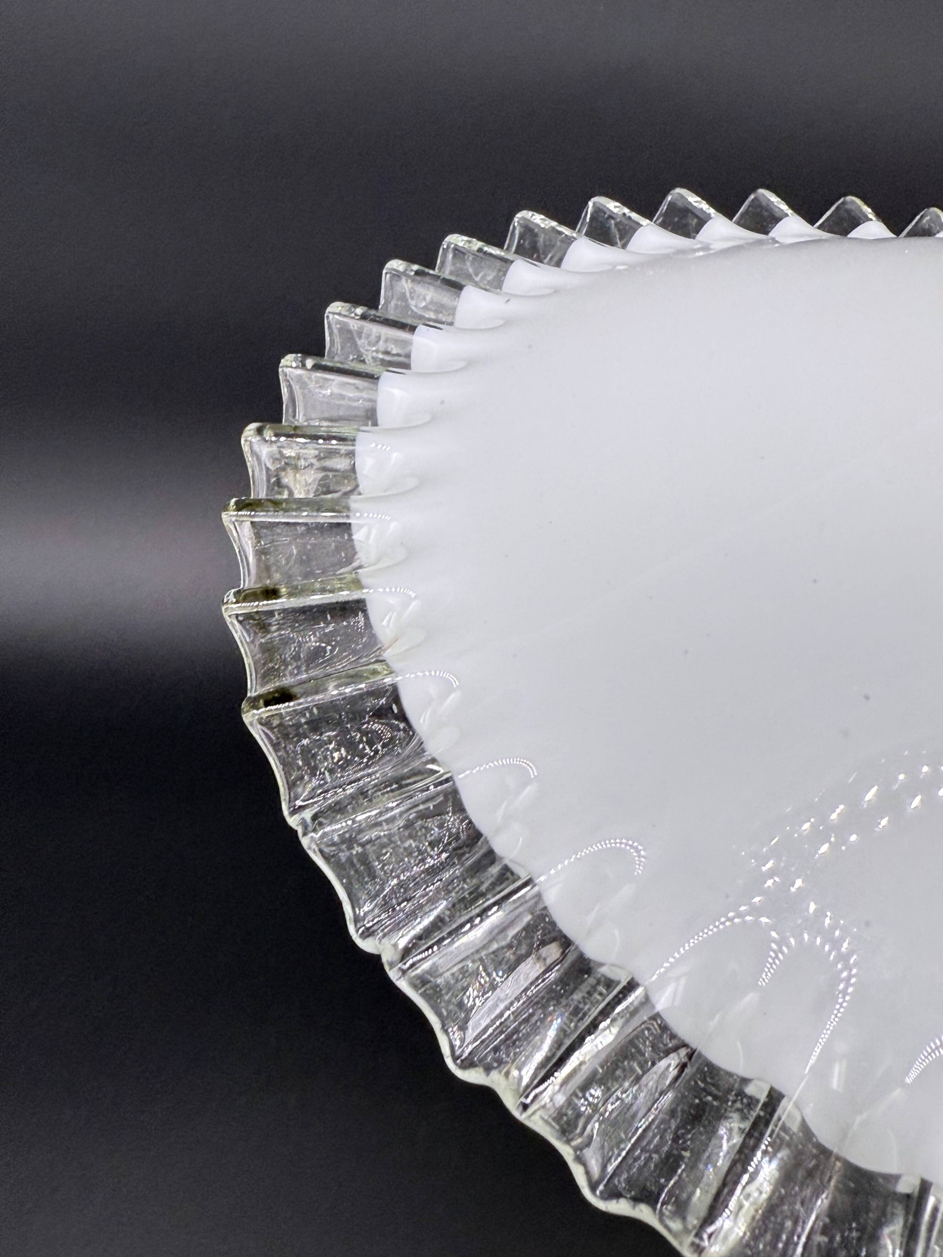 Vintage pendant light in white opaline glass