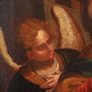Ancient painting of the Virgin and Child on canvas from the 17th century.
