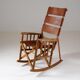 American rocking chair in wood and leather, 1960s