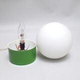 Lampe boule sur pied cylindrique vert années 70