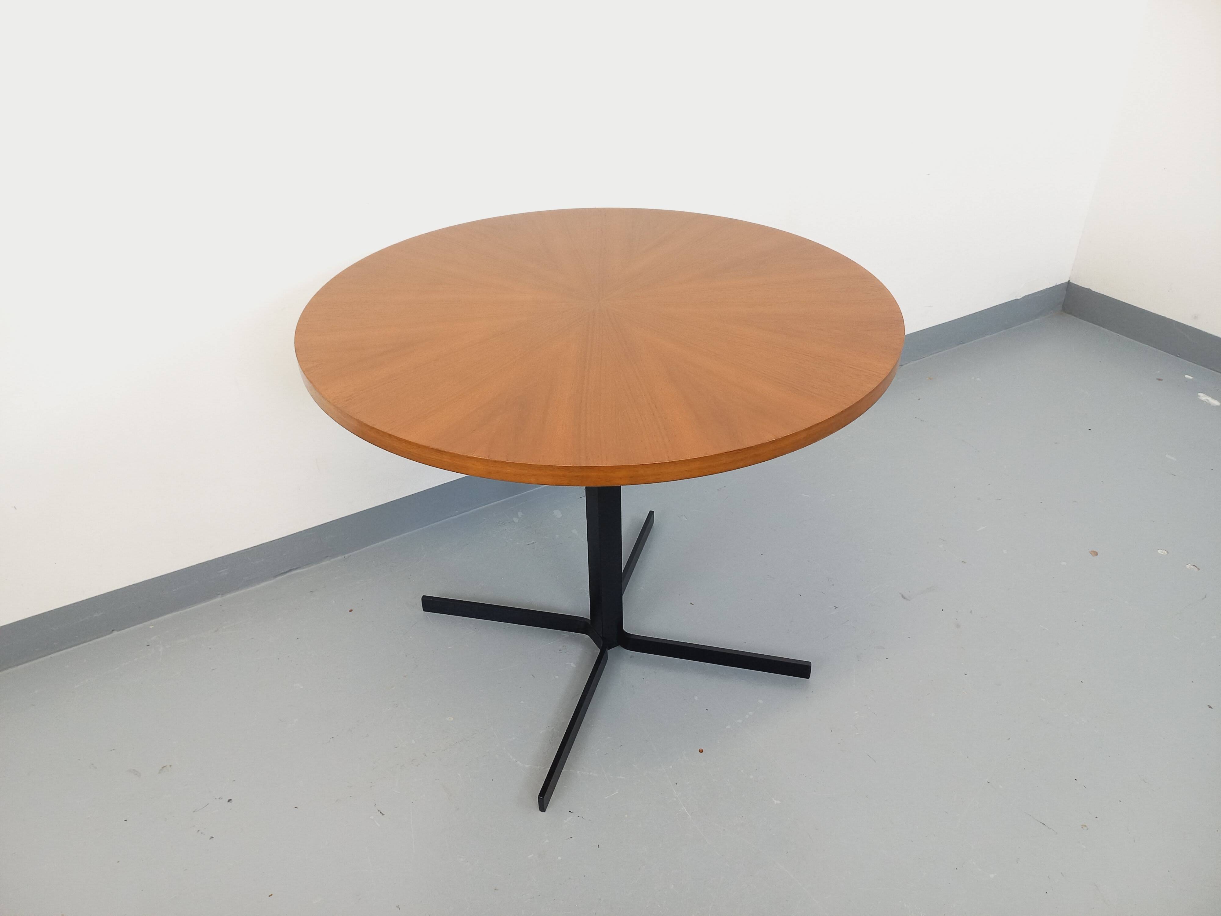 Large round coffee table in vintage Scandinavian style, modular into a table.