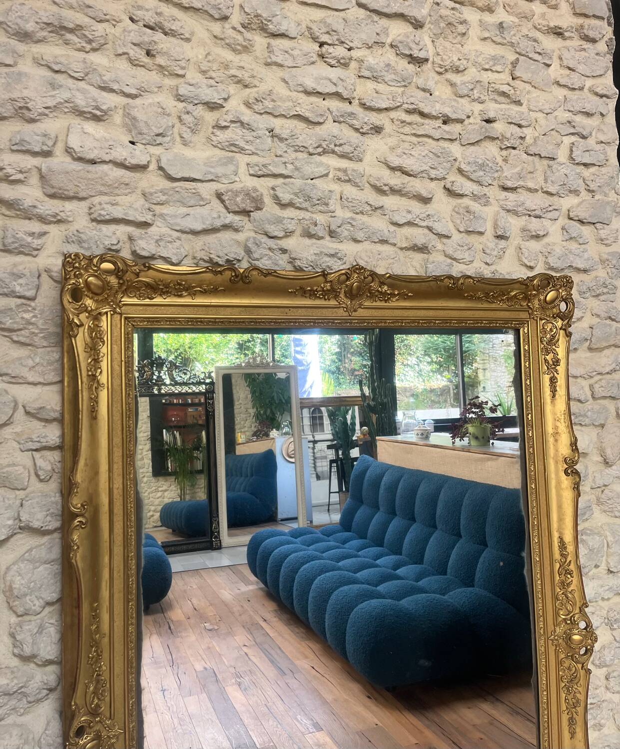 Antique Empire period mirror 165.5cm gilded with gold leaf