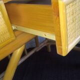 Desk or console and its armchair in rattan and bamboo