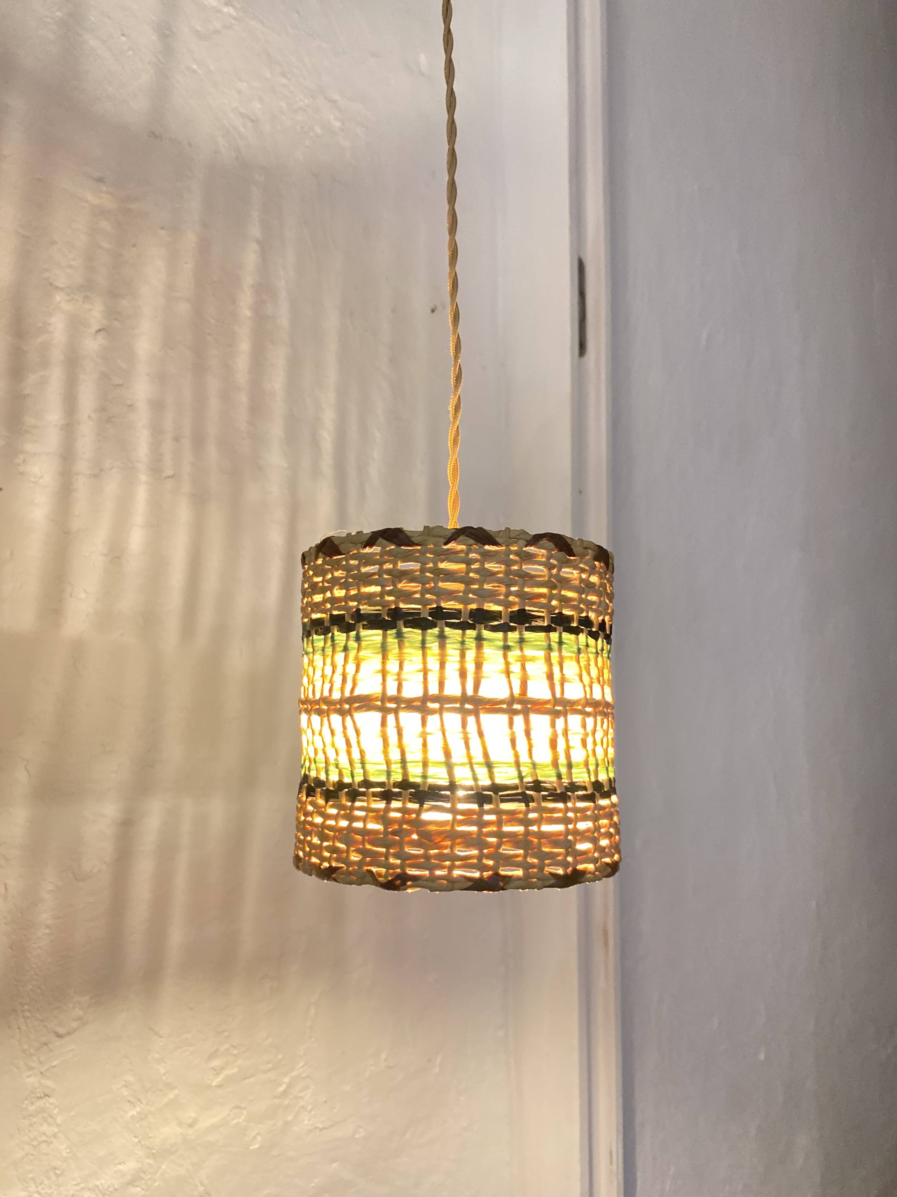 Rattan lamp, fabric cable 3 metres
