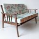 Vintage Scandinavian bench in solid beech from the 1950s with tapered legs.