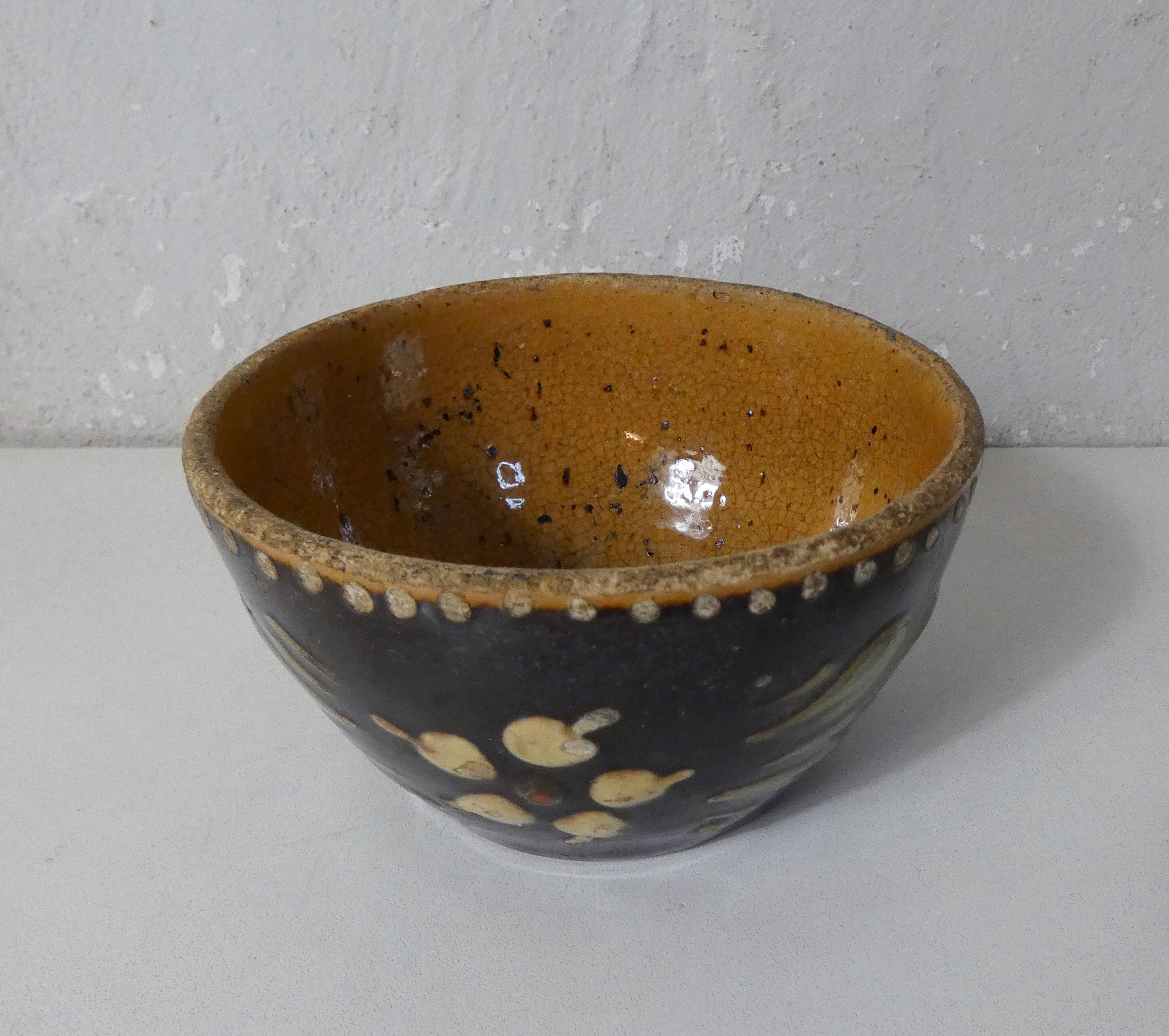 old Alsace lunch cup in glazed terracotta