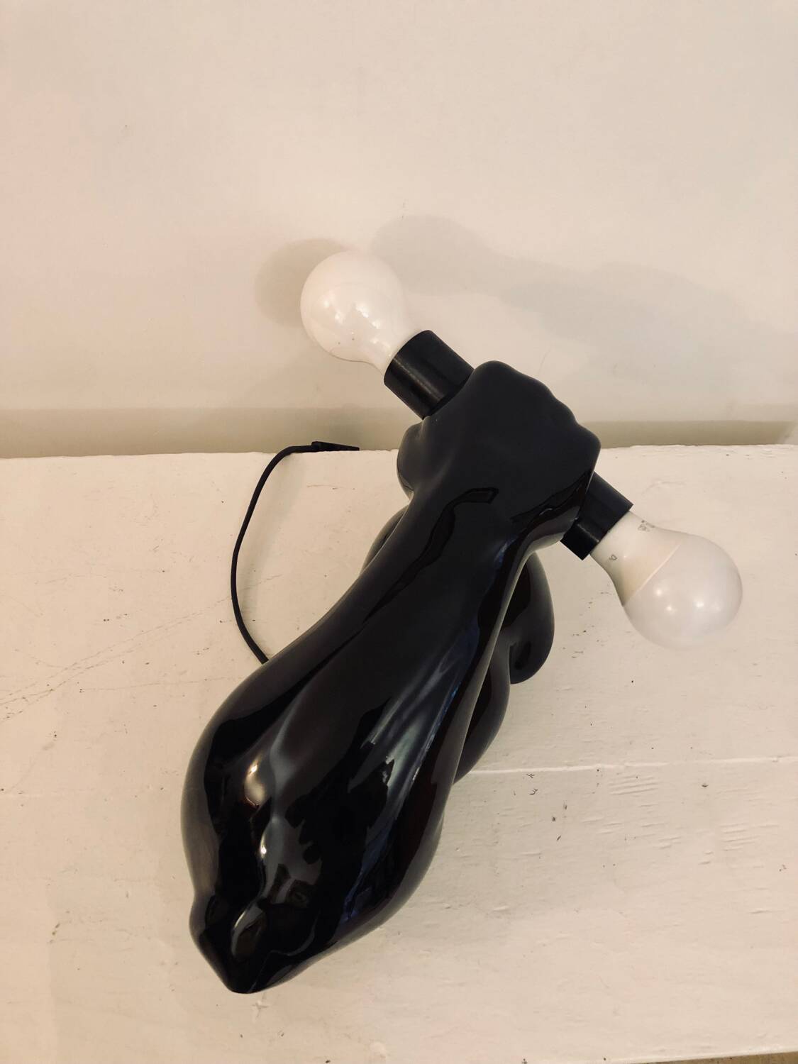 Vintage ceramic dumbbell lamp by JC Peiré