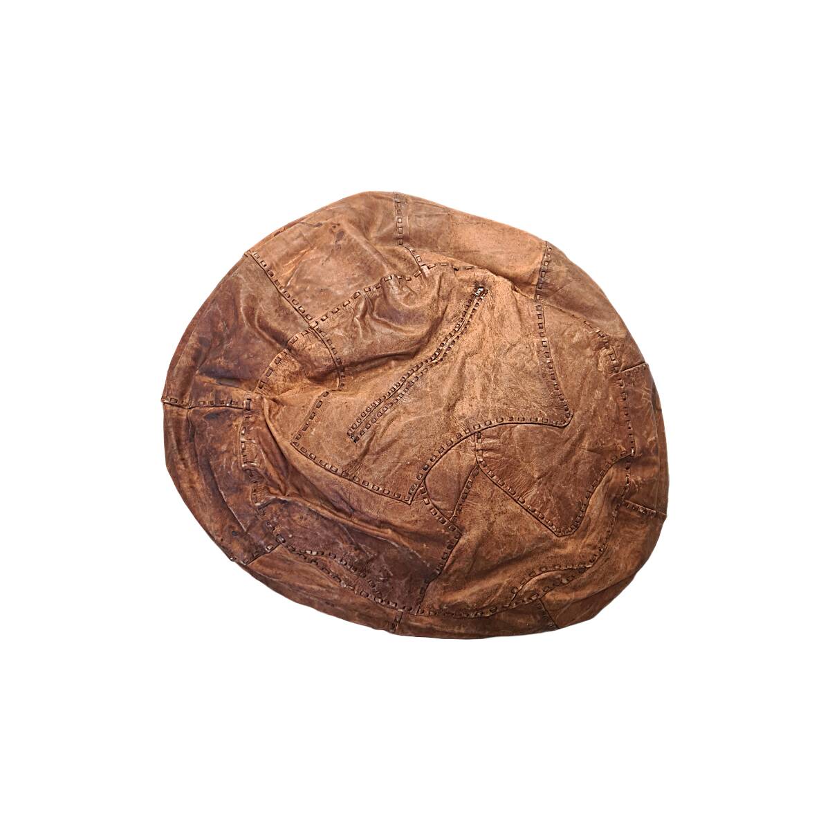 Grand pouf vintage italien en cuir, années 1970