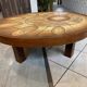 Oval round coffee table ceramic Barrois Vallauris from 1960 herbarium model