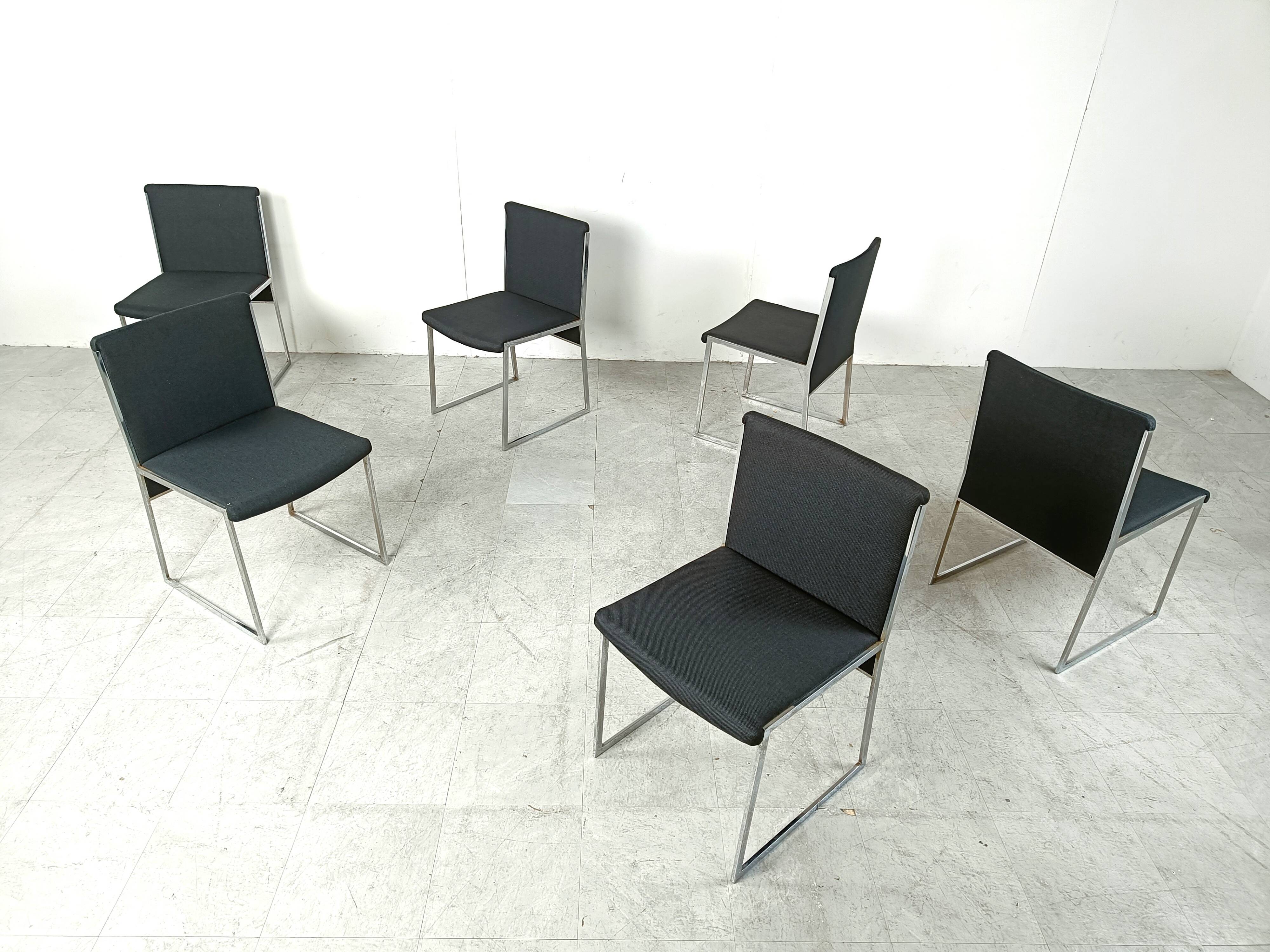 Vintage chrome italian dining chairs, 1970s