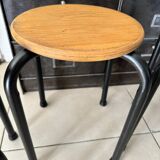 Series of 4 metal and wood school stools