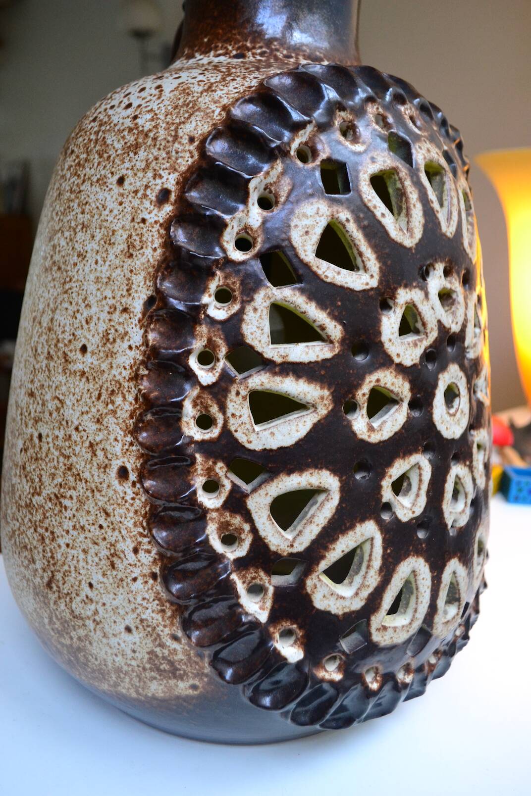 Fat Lava ceramic lamp with double lighting from the 60s/70s.