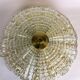 Midcentury crystal and brass ceiling lamp by Orrefors, Carl Fagerlund, 1970s, Sweden.