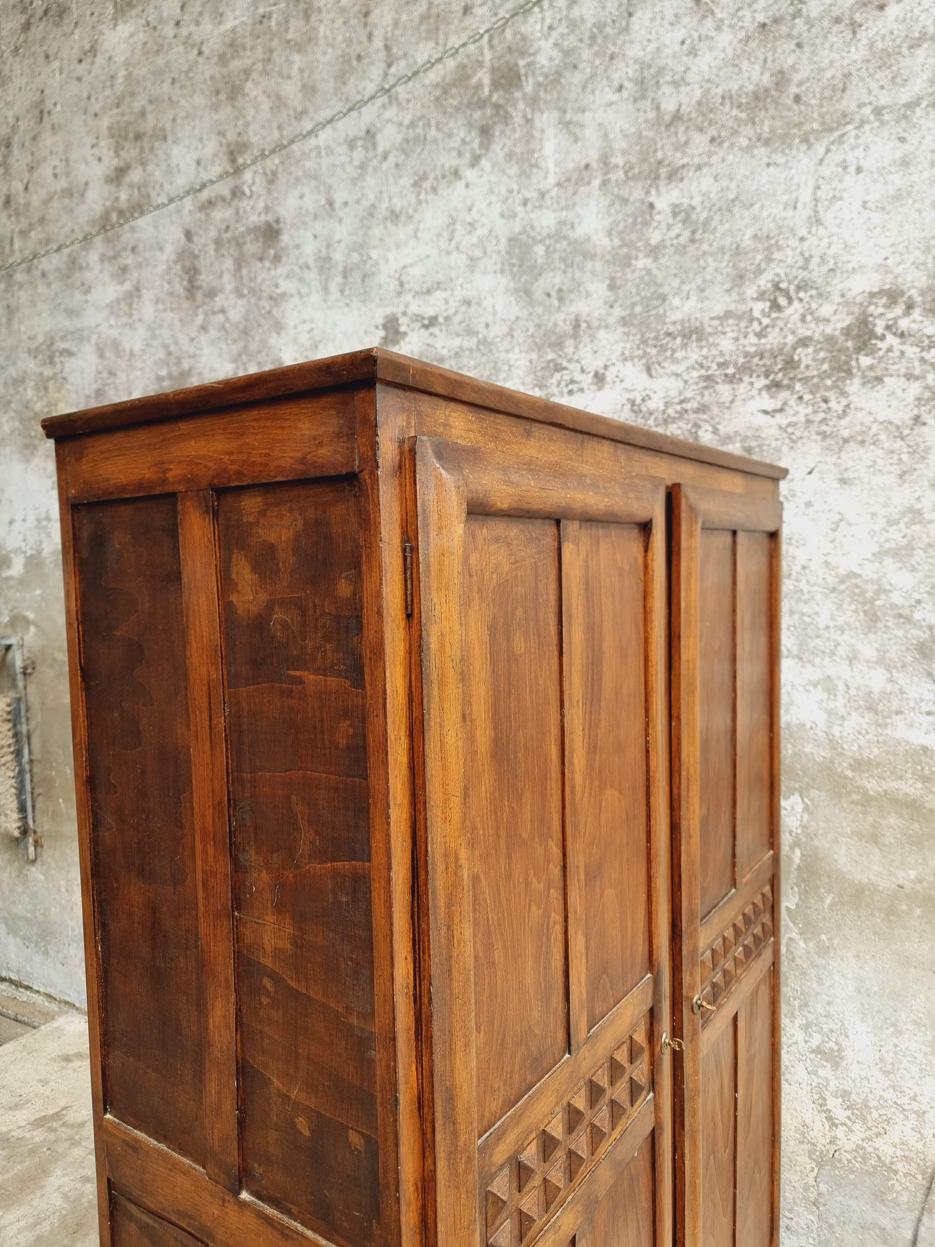 Old wardrobe linen cabinet beech wood