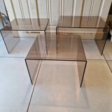 Vintage deco nesting table in smoke plexiglas 1970