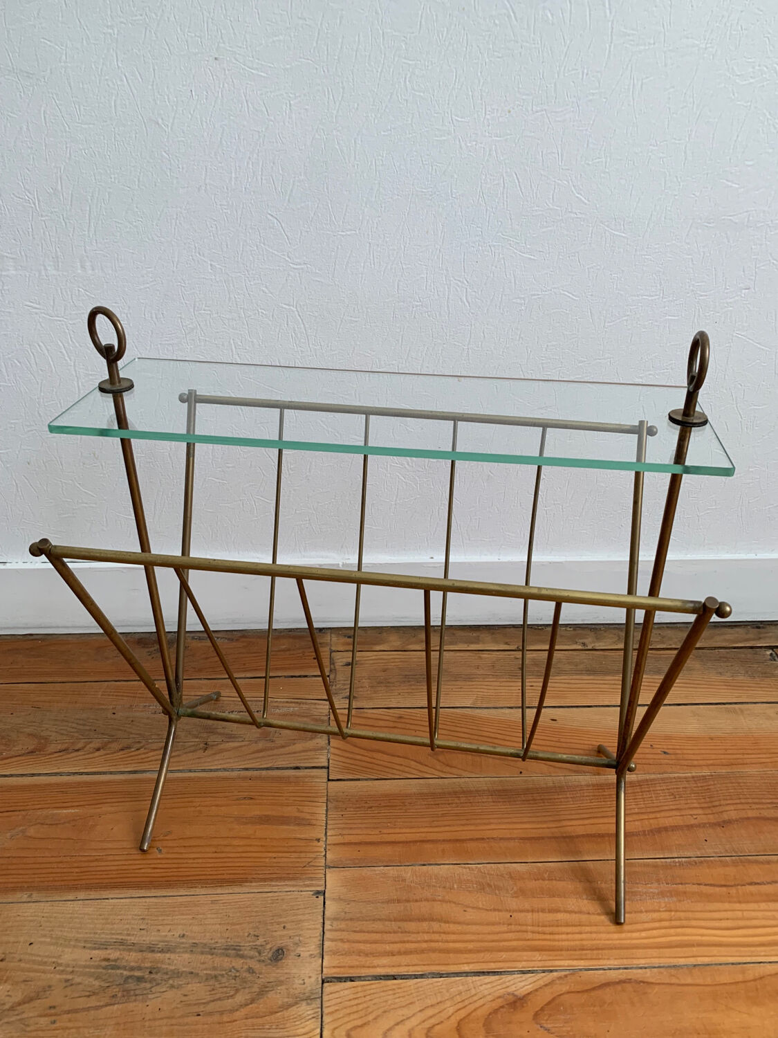 Glass and gilded brass magazine holder