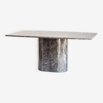 Vintage dining table. Gray marble. Italy, 90s