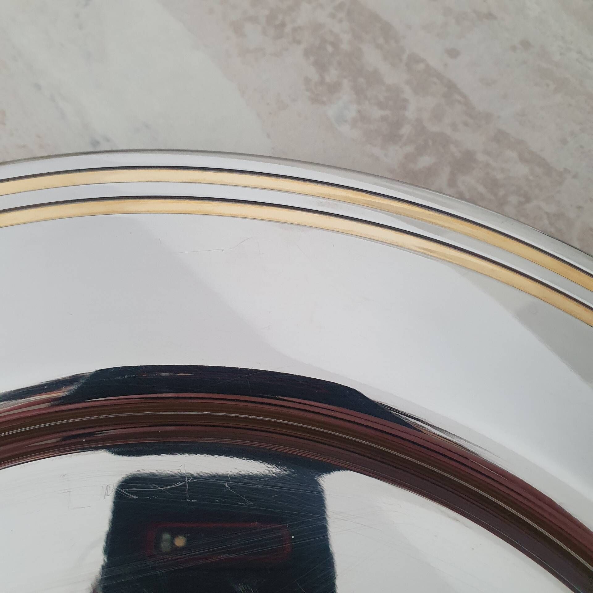 Alessi Ettore Sottsass / Serving plate stainless steel 18/10 and gold NG5100