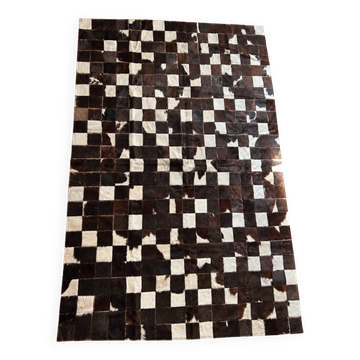Tapis patchwork en véritable peau de vache 170 × 240 cm