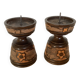 Pair of carved wooden candlesticks