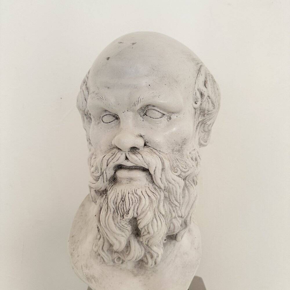 White Bust of Socrates, 1940, Plaster on a Black Marble Base