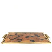 Hollywood regency brass and leaves resin tray, Montagnani Firenze Italy 1970s