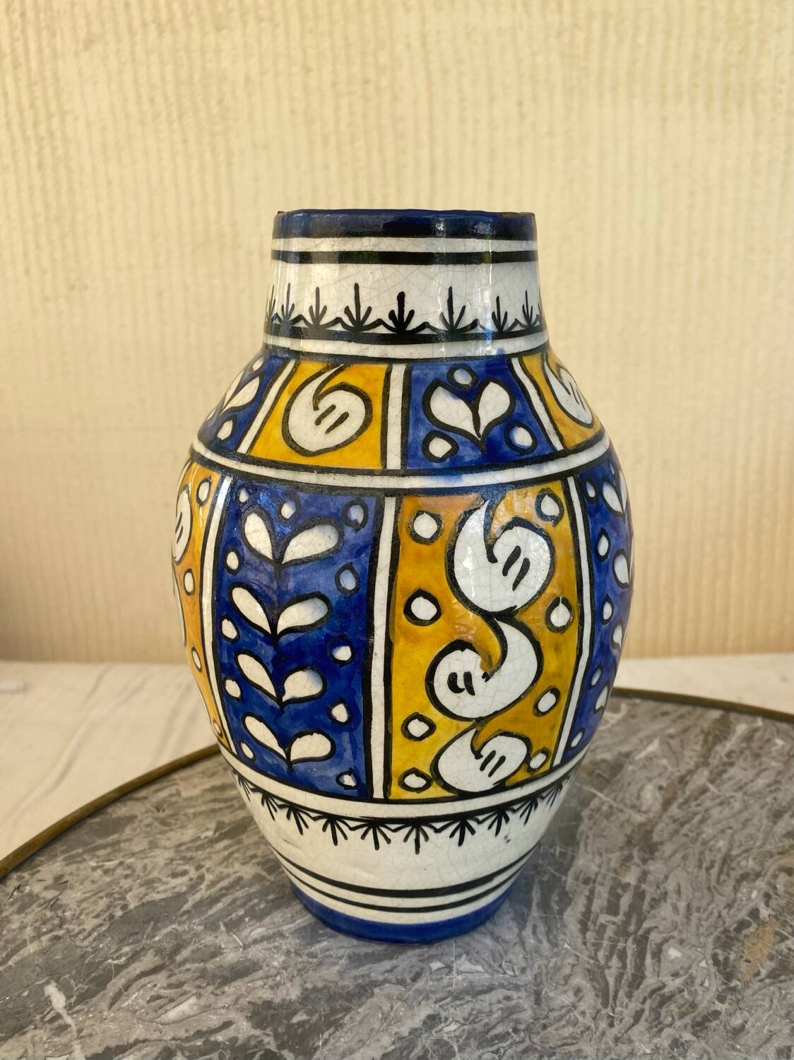 Antique glazed ceramic vase, Nabeul, 1950s