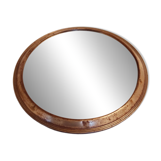 Round brass tray and mirror