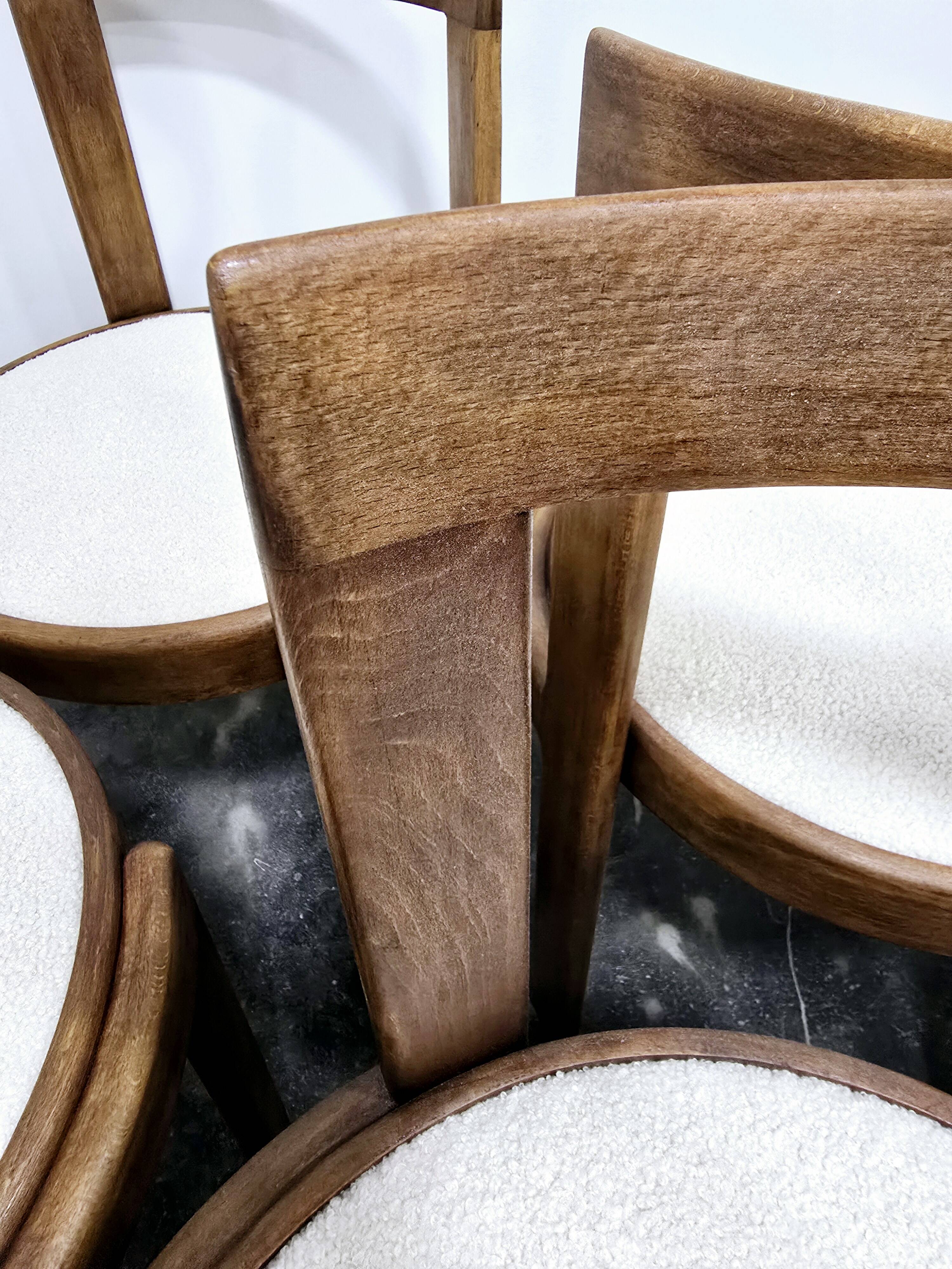 Chaises de salle à manger en bois courbé des années 1960, lot de 6