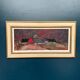 Original Swedish Oil on Panel – “Huts” – Vintage & Framed – 77 × 41 cm
