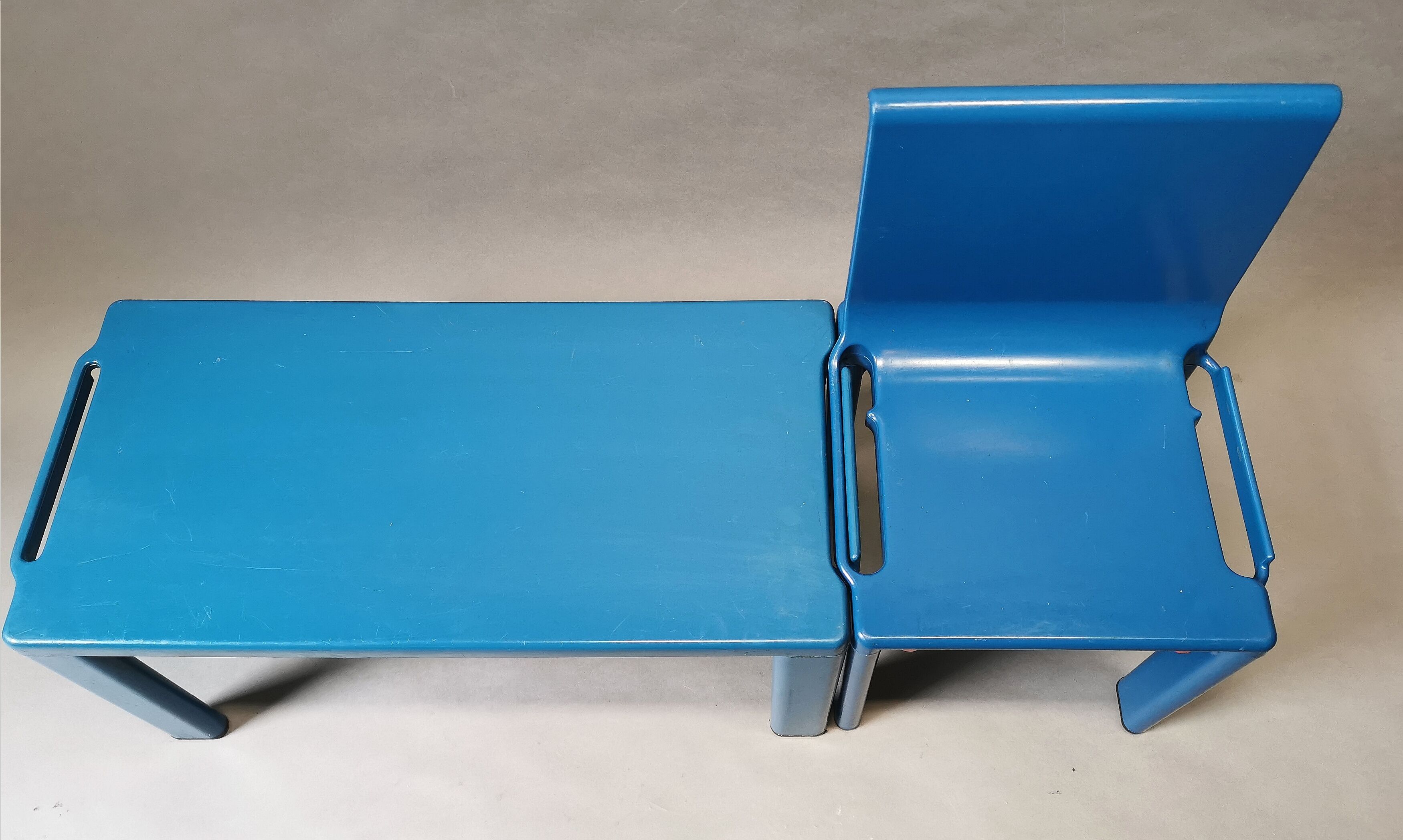 Blue chair and bench child kartell 70s