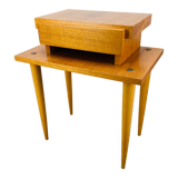 Scandinavian bedside table 50s blond wood