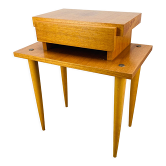 Scandinavian bedside table 50s blond wood
