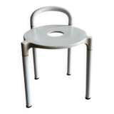 White molded plastic Kartell stool with metal legs — Anna Castelli Ferrieri, 1970s