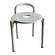White molded plastic Kartell stool with metal legs — Anna Castelli Ferrieri, 1970s