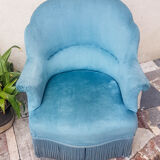Velvet ottoman chair vintage toad velvet blue 70s